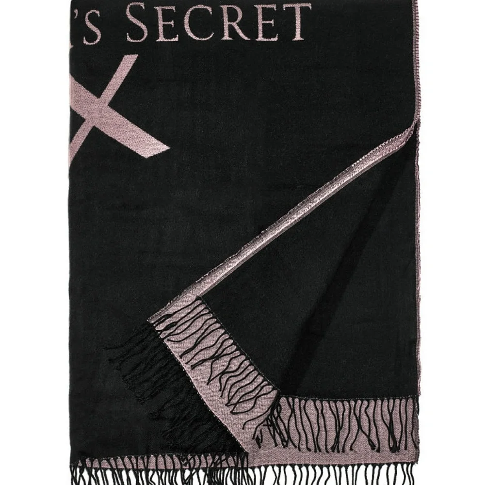 Victoria's Secret Fringe Logo Throw Blanket 50x60